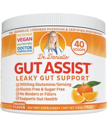Gut Assist - Leaky Gut Repair Supplement Powder - Glutamine, Arabinogalactan, Licorice Root - Supports IBS, Heartburn, Bloating, Gas, Constipation, SIBO from Doctor Danielle, Orange Flavor - Buy Online on GoSupps.com