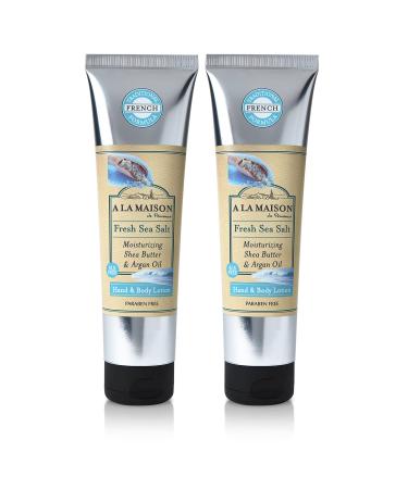 A LA MAISON De Provence Hand and Body Lotion | Natural Moisturizing Lotion with Argan Oil and Shea Butter | Moisturizer for Dry Skin | Paraben and Phthalates Free | Fresh Sea Salt Scent 8 Oz (2 Pack)