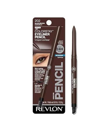 Revlon ColorStay Pencil Waterproof Eyeliner, Smudge-Proof, Eye Makeup with Built-In Sharpener, 202 Black Brown, 0.01 oz