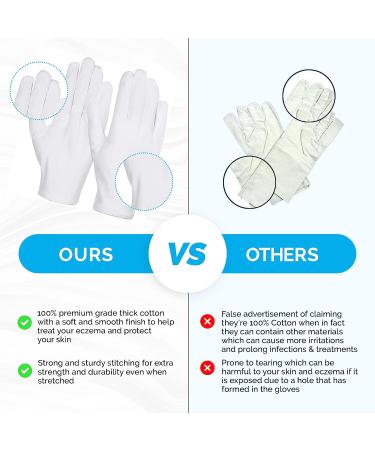 100% White Cotton Gloves for Eczema - 8 Pairs with Wash Bag | Moisturizing & Sleeping Spa Gloves for Dry Hands | Lotion Gloves Overnight for Women & Men - Buy Online on GoSupps.com