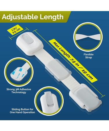 Child Safety Strap Locks (10 Pack) - Secure Cabinets, Drawers, Toilet, Fridge & More - Easy Installation, No Drilling - 3M Adhesive Pads - White/Gray - Buy Online on GoSupps.com