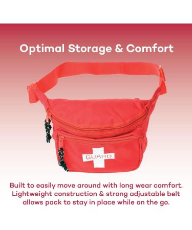 Dealmed Red Lifeguard Fanny Pack - Logo Design, E-Z Zipper, 3 Pockets (Pack of 3) - Adjustable Waist Strap - Buy Online on GoSupps.com