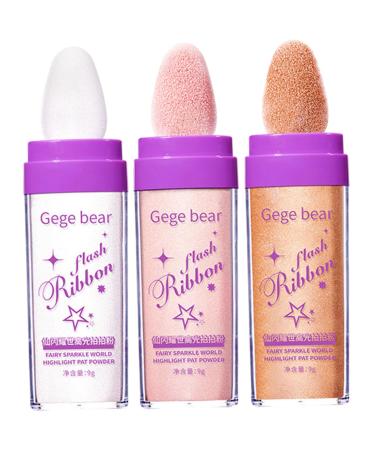 Hemoton 3pcs Highlight Pat Powder Glitter for Makeup Women Body Highlighter Glitter Highlighters Body Makeup Shimmering Powder Fairy Highlighter Powder Three-dimensional Plastic Voss