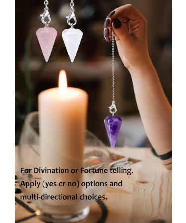 Xiannvxi 3pcs Crystal Pendulum Set - Amethyst Rose Quartz & Clear Quartz for Prophecy | Gemstone Pendulums for Reiki & Witchcraft Supplies - Buy Online on GoSupps.com