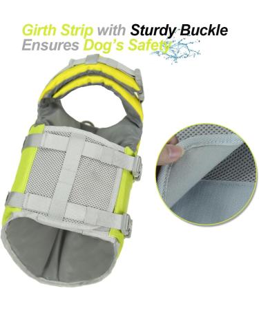 Vivaglory Adjustable Dog Life Jacket - Durable & Buoyant for Medium Dogs (M: 56-64 cm) - Yellow-Gray - Safe Fastening System for Perfect Water Safety - Buy Online on GoSupps.com