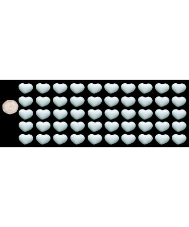 50 x edible 3D 20mm hearts icing toppers cake cupcakes decorations (White)