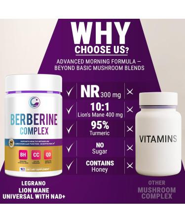 LEGRANO Berberine Supplement 500mg with Ceylon Cinnamon ALA & Chromium Berberine Complex for Glucose Metabolism & Heart Support 60 Vegan Capsules - Buy Online on GoSupps.com