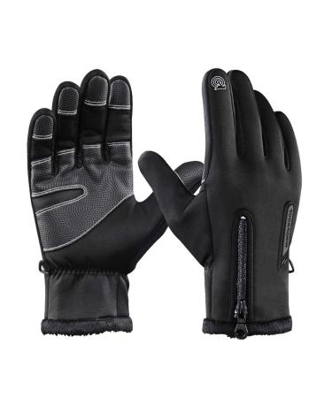 Ski Gloves for Men Women Outdoor Thickened Cold-Proof Waterproof Touch Screen Windproof Non-Slip Warm Gloves Dark Blue-m Medium