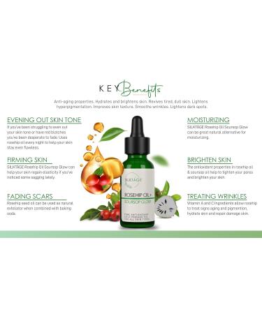SILKTAGE Rosehip Oil Soursop Glow - Organic Hydrating Face Serum & Moisturizer for Dry Mature Skin Wrinkles & Dark Spots - 1 Fl. Oz - Buy Online on GoSupps.com