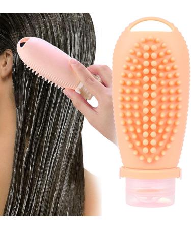 Perfeclan Hair Shampoo Brush & Travel Bottle - Compact Hair Wash Brush for Kids & Adults | 100ml Orange - Buy Online on GoSupps.com