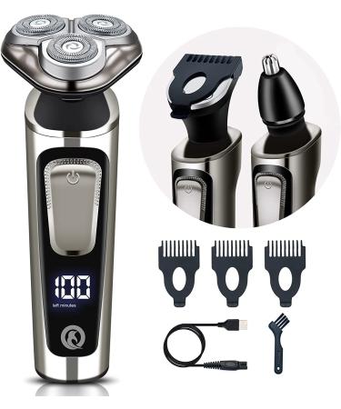 Electric Shaver for Men Yevheniys Wet and Dry Rechargeable Cordless Beard Shavers 3 in 1 Waterproof Rotary Face Shaver Razors Suitable Gifts for Men - USB Cable Charging