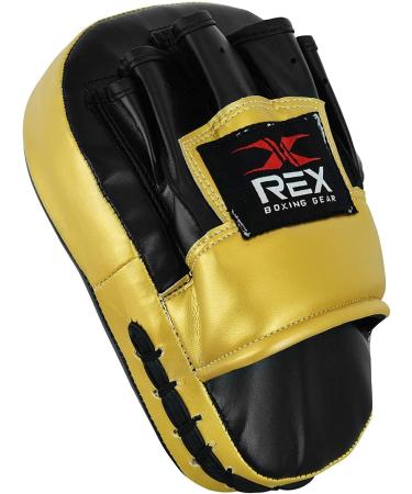 Rex Kidz Boxing Focus Pads - Junior Hook and Jab Target Mitts for Kids in Black/Gold - Buy Online on GoSupps.com