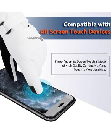 ANDORRA Women's Waterproof Touchscreen Ski Gloves - White, Size Medium - Buy Online on GoSupps.com
