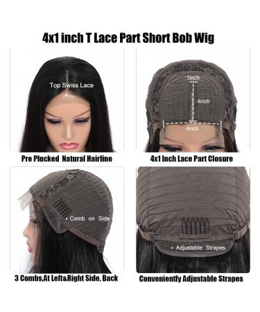 8 Inch Straight Lace Front Bob Wig - 150% Density Human Hair for Black Women | Pre-Plucked T Part Closure - Buy Online on GoSupps.com