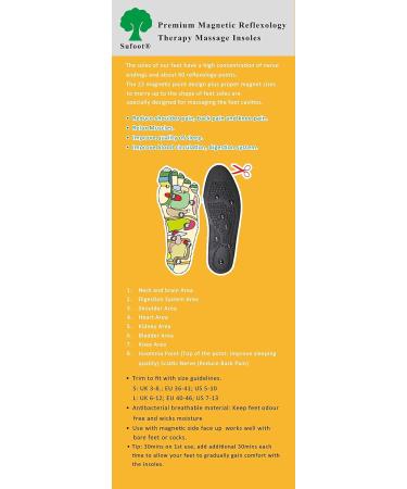 SUFOOT Premium Magnetic Insoles - Reflex Zones Massage & Acupressure for Enhanced Circulation & Reduced Fatigue | UK 6-12 / EU 40-46 / US 7-13 - Buy Online on GoSupps.com