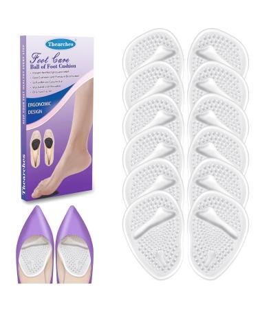 6 Pairs Ball of Foot Cushions Metatarsal Pads for Women Gel Adhesive Forefoot Support High Heels Inserts Invisible & All-Day Comfort Metatarsal Pad Foot Pain Relief One Size(Clear) 6 Clear