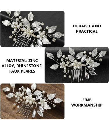 ifundom bridal hair accessories Flower Hair Comb hairbrush for women Floral Hair Clips Bridal Comb Barrette proms hair comb Handmade Bridal Hair Comb diamond Zinc alloy leaf banquet - Buy Online on GoSupps.com