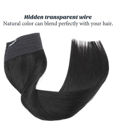 Hair Toppers for Women Wire Hair Extensions Human Hair Remy Human Hair 12-18 inches Silky Straight Jet Black Invisible Light Fish Line Hair Pieces with 4 Clips for Women Messy Hair Bun Hairpiece(18i 18inches - Buy Online on GoSupps.com