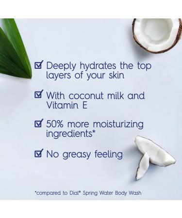 Dial Body Wash Healthy Hydration Coconut Milk + Vitamin E 16 fl oz (Pack of 4) Gentle Leaves Skin Feeling Soft In 1 Shower Dermatologist-Tested No Parabens & Silicones - Buy Online on GoSupps.com