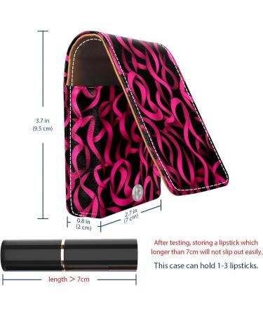 Buy Leather Lipstick Case Organizer with Mirror | Mini Lip Gloss Holder - Breast Cancer Ribbon Pink - Buy Online on GoSupps.com