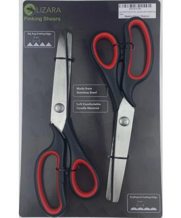 LIZARA Professional Heavy Duty Pinking Shears Scissors for Fabric - Pack of Zig Zag and Scalloped Pattern Scissors | Tailor's Pinking Shears for Precision Fabric Cutting - Buy Online on GoSupps.com