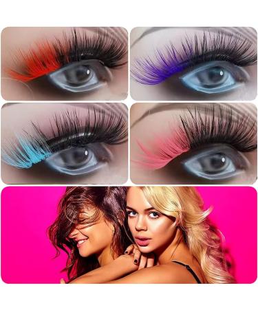 QYLPZ 8 Pairs Coloured False Eyelashes Colored Lashes Cat Eye Natural False Lashes Faux Mink Lashes Colored Lashes Fluffy Wispy Russian Strip Lashes with Color (4 MIX Colors ) Color mix02 - Buy Online on GoSupps.com