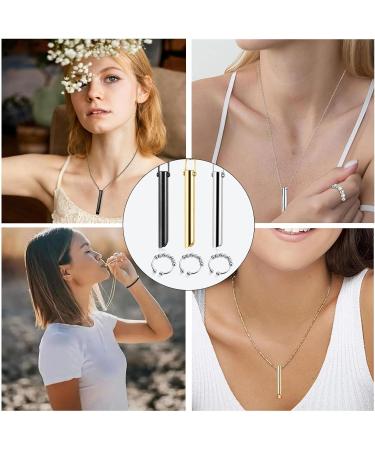 wimony Stress Relief Anxiety Necklace Portable Stainless Steel Mindful Breathing Necklace for Breathing Exercises Meditation 6 Pcs Whistle Necklace and Beads Ring Birthday Gifts for Men and Women - Buy Online on GoSupps.com