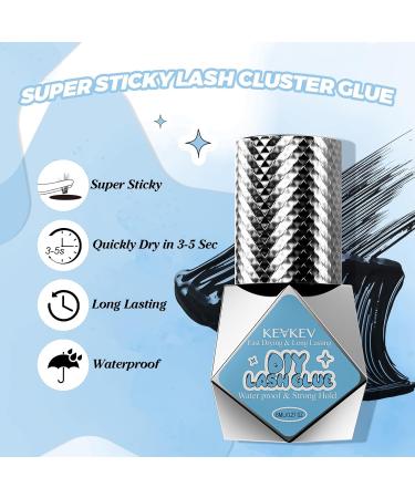 KevKev Eyelash Extension Glue | Fast Drying 3-5S | Long Lasting Waterproof Cluster Lash Glue | 8ml Black | Ideal for Self Application - Buy Online on GoSupps.com