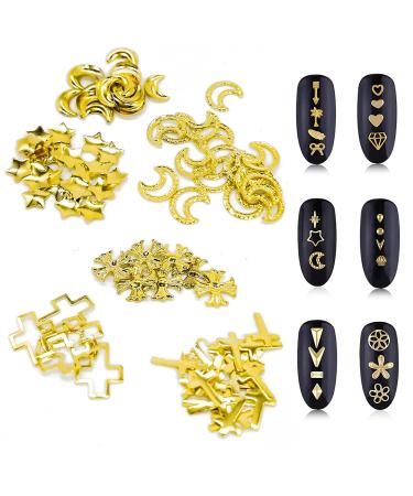 Metal Rivets 3D Nail Art Decals - 6 Boxes DIY Nail Decoration Kit with Gold Punk Designs - Buy Online on GoSupps.com