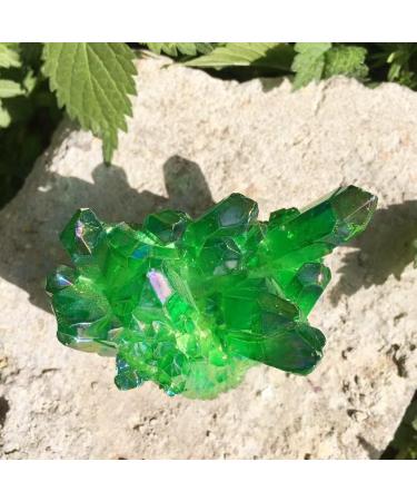 Home Decoration 100-120g Natural Crystal Green Angel Aura Quartz Cluster specimens Cured Titanium Coating Quartz Cluster Stones Obelisk (Size : 110-120g) - Buy Online on GoSupps.com