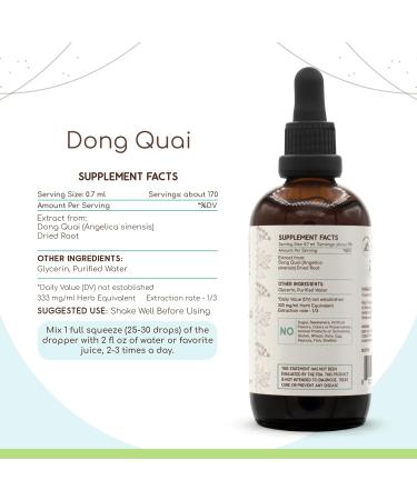 HerbEra Dong Quai B120 Alcohol-Free Herbal Extract Tincture, Dong quai (Angelica sinensis) Dried Root (4 fl oz) 4 Fl Oz (Pack of 1) - Buy Online on GoSupps.com