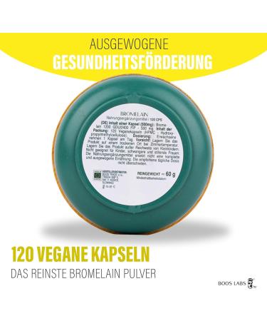Boos Labs Bromelain 500mg - 2400 FIP - 120 Vegan Capsules - Natural Pineapple Enzyme for Digestive Health - Buy Online on GoSupps.com