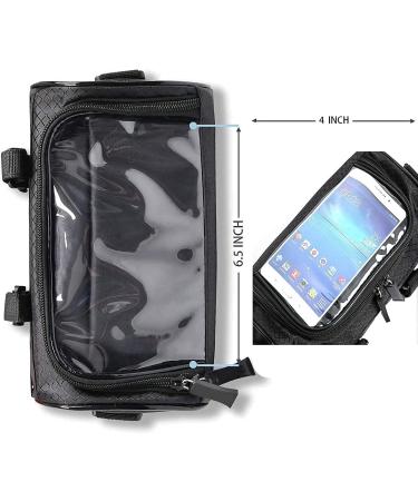 Waterproof Bike Handlebar Bag w/ Phone Holder & Shoulder Strap | Transparent Touch Screen Pouch for Dirt, Road & Mountain Bikes | Black 8.6x4.9 - Buy Online on GoSupps.com