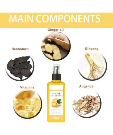 Ginger Hair Care Lotion Hair Growth Spray Ginger Hair Growth Oil Anti Hair Loss Trengthen Hair Roots Hair Care Lotion for Men and Women Thicken and Strengthen for Hair Regrowth - Buy Online on GoSupps.com