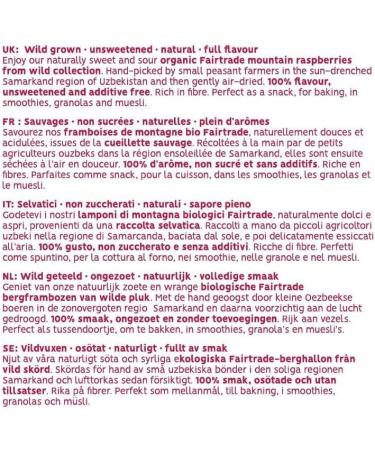 PAKKA Framboises bio issues du commerce quitable s ch es au soleil non huil es sans soufre ni sucre ajout cueillette sauvage petits producteurs de Samarcande en Ouzb kistan v ganes (125 g) - Buy Online on GoSupps.com