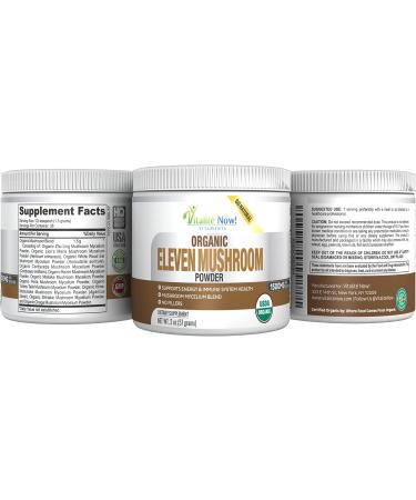 Organic 11 Mushroom Powder - USDA Certified - Immunity & Energy Boost - Lion's Mane, Reishi, Cordyceps, and More - No Fillers - Buy Online on GoSupps.com
