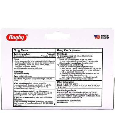 Rugby Maximum Strength Hydrocortisone Cream 1% with Aloe | Fast Itch Relief - 1 Oz - Buy Online on GoSupps.com