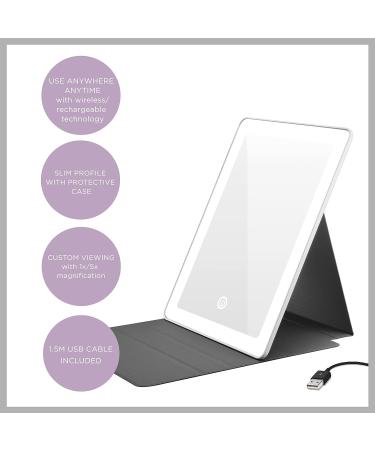Conair LED Travel Mirror Tablet Style with Case - 1X/5X Magnification, Rechargeable - Matte White/Black - Buy Online on GoSupps.com