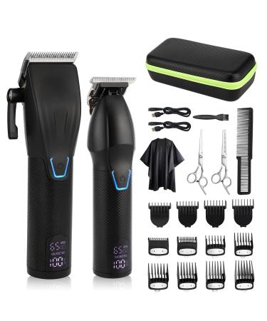 Suttik Professional Hair Clippers and Trimmers Combo Set for Men with Case, Barber Clippers for Hair Cutting, Cordless Hair Clippers with T-Blade Beard Trimmer Haircut Grooming Kit, Black
