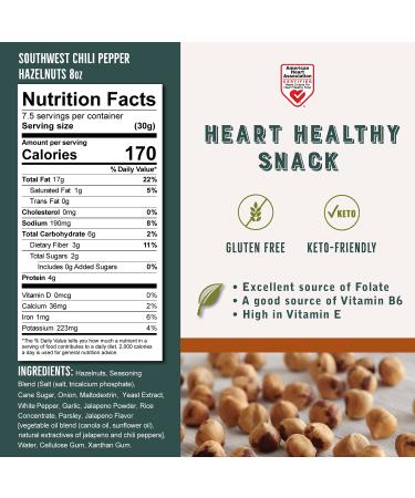 Oregon Orchard Southwest Chili Pepper Roasted Hazelnuts 8oz (Pack of 2) - Spicy Keto Snack | Gluten-Free & Healthy Filberts - Buy Online on GoSupps.com