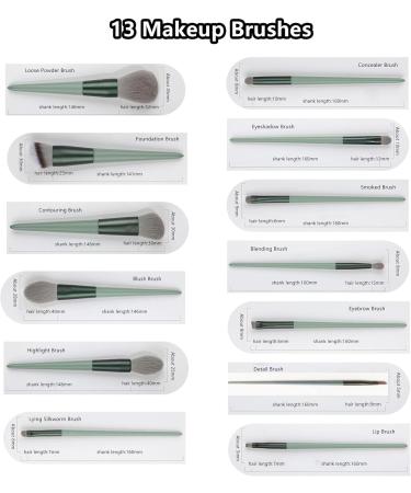 Makeup Brushes Makeup Brush Set Premium Synthetic Foundation Brush Face Contour Brush Blending Face Powder Blush Concealers Brush Make up Brushes Set (13 Pcs green) - Buy Online on GoSupps.com