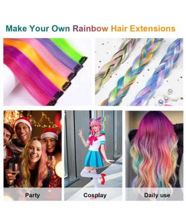 Buy Aomy 22-Piece Colorful Hair Extensions - 50cm Curly Clips for Women Girls & Kids | Perfect for Parties & Festivals - Buy Online on GoSupps.com