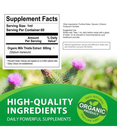 Milk Thistle Liquid Supplement Natural Extract Drops for Liver Cleanse Detox & Repair Vegan Non-GMO Formula to Immune System Boost and Skin Health 2.0 Fl Oz - Buy Online on GoSupps.com