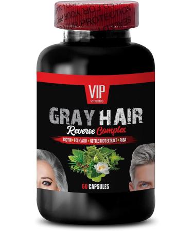 Vitamin B-6 Folate - GRAY HAIR REVERSE COMPLEX - Biotin Catalase Complex Horsetail Aerial Saw Palmetto Berries PABA Stinging Nettle Root Fo-Ti Root Powder 2 Bottles 120 Capsules - Buy Online on GoSupps.com