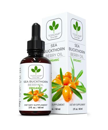 TODICAMP USDA Organic CO2 Extracted Sea Buckthorn Oil - Potent Pure Sea Buckthorn Berry Oil Organic - Omega 7 Sea Buckthorn Oil - Vitamins and Amino and Fatty acids - 2 fl oz 2 Fl Oz (Pack of 1)