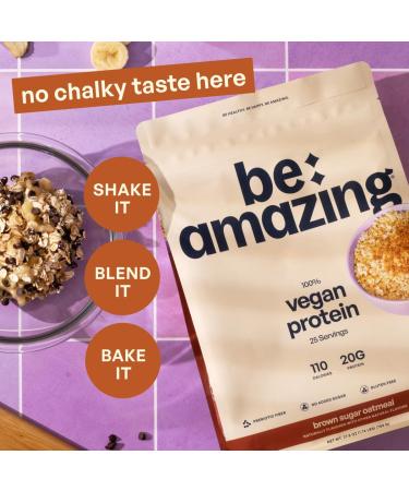 BE AMAZING Vegan Protein Powder, Brown Sugar Oatmeal, 20g Plant Based Protein with Prebiotic Fiber, Low Carb, Dairy and Gluten Free Shake Mix, No Added Sugar, 29.3 oz, 25 Servings - Buy Online on GoSupps.com