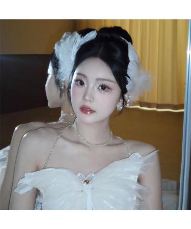 amangul Braids Hair Clip for Hot Girls White Feather Shape Hair Barrettes Ballet Dancing Ponytail Hair Barrettes for Teens Girls - Buy Online on GoSupps.com