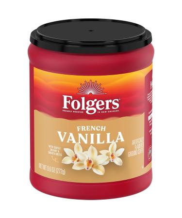Folgers French Vanilla Flavored Ground Coffee - 9.6 Ounce Canister - Pack of 6 - Buy Online on GoSupps.com