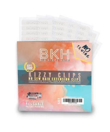 Big Kizzy Brown Kizzy Clips - No Sew Extension Clips Kit. Easily Convert Tape in Hair Extensions or Wefted Hair Extensions into Clip in Extensions - Fast  Easy & Makes Permanent Extensions Reusable!