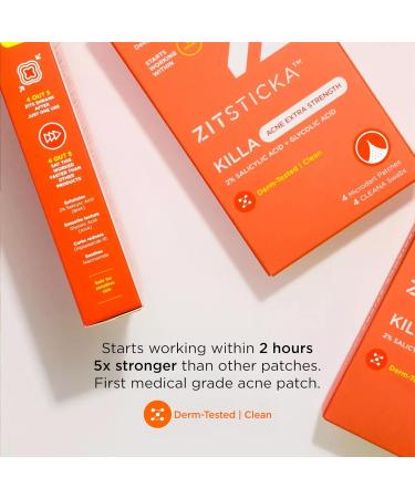 ZitSticka KILLA Lot de 4 patchs anti-acn extra forts de qualit m dicale Patchs avanc s action rapide pour les premiers zits Commence fonctionner en 2 heures 4 Count (Pack of 1) Zit Patches - Extra fort - Buy Online on GoSupps.com